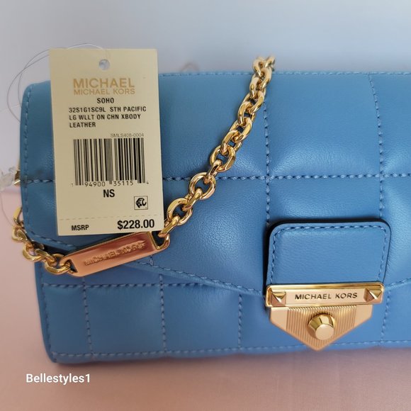 MICHAEL KORS Soho Quilted Large Wallet on Chain Crossbody- South Pacific color⭐ - Picture 15 of 16